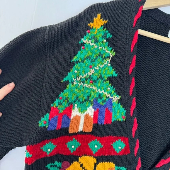 Jennifer MooreV Neck Beaded Novelty Christmas Cardigan Sweater Size Large - Picture 6 of 12